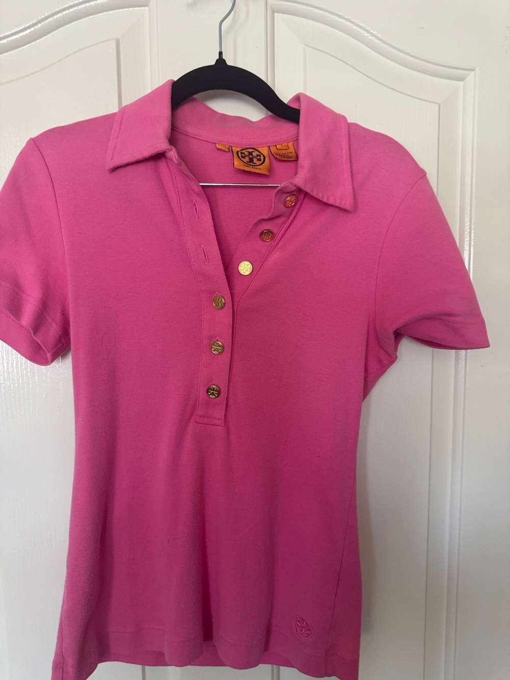 Tory Burch Hot Pink Short-Sleeve Button Polo